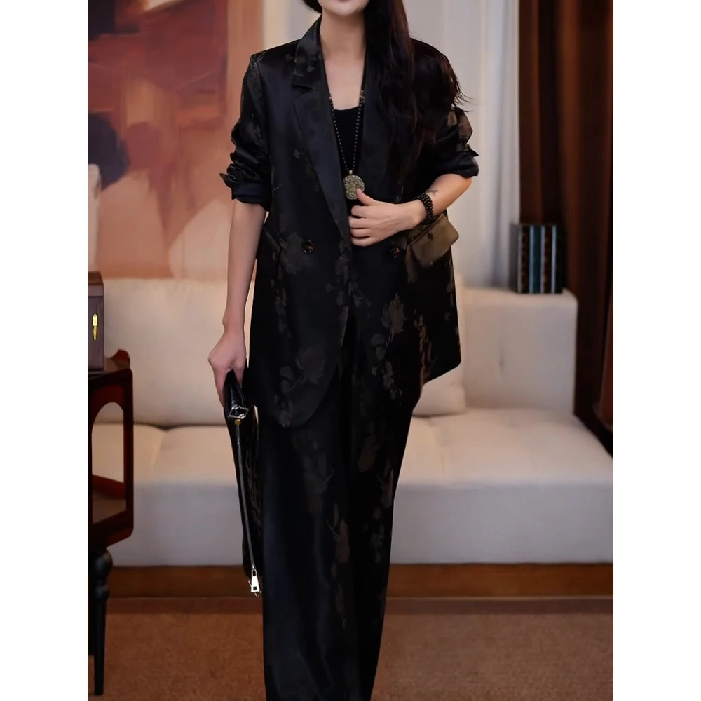 高级感轻奢洋气裤套装2025秋季新款通勤百搭西装领显瘦外套+裤子