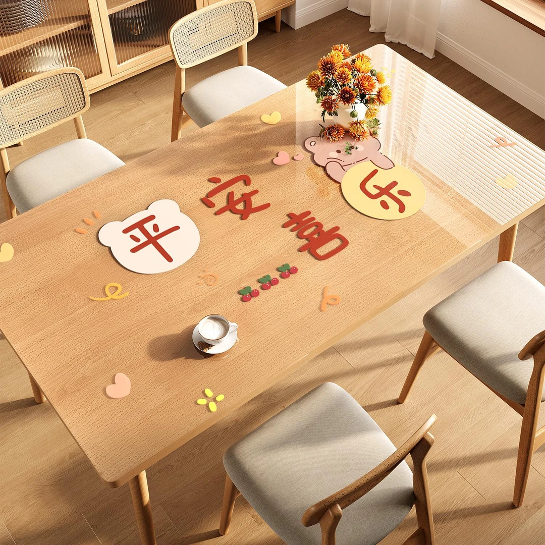 卡通透明餐桌垫免洗防水防油pvc软玻璃保护垫轻奢高级感茶几桌布