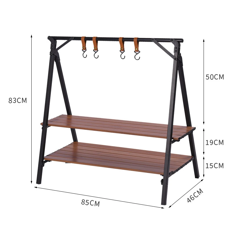 户外置物架露营装备便携野营三角铝合金收纳架可折叠野餐桌挂灯架