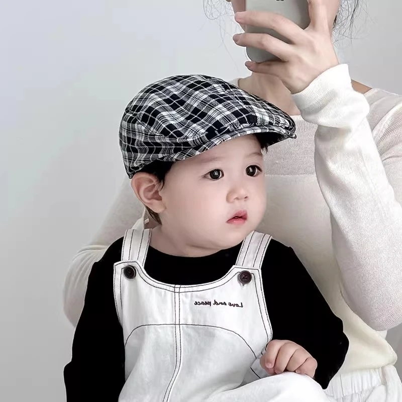 儿童帽子春秋季遮阳防风贝雷帽男女宝宝英伦风文艺鸭舌前进帽秋冬