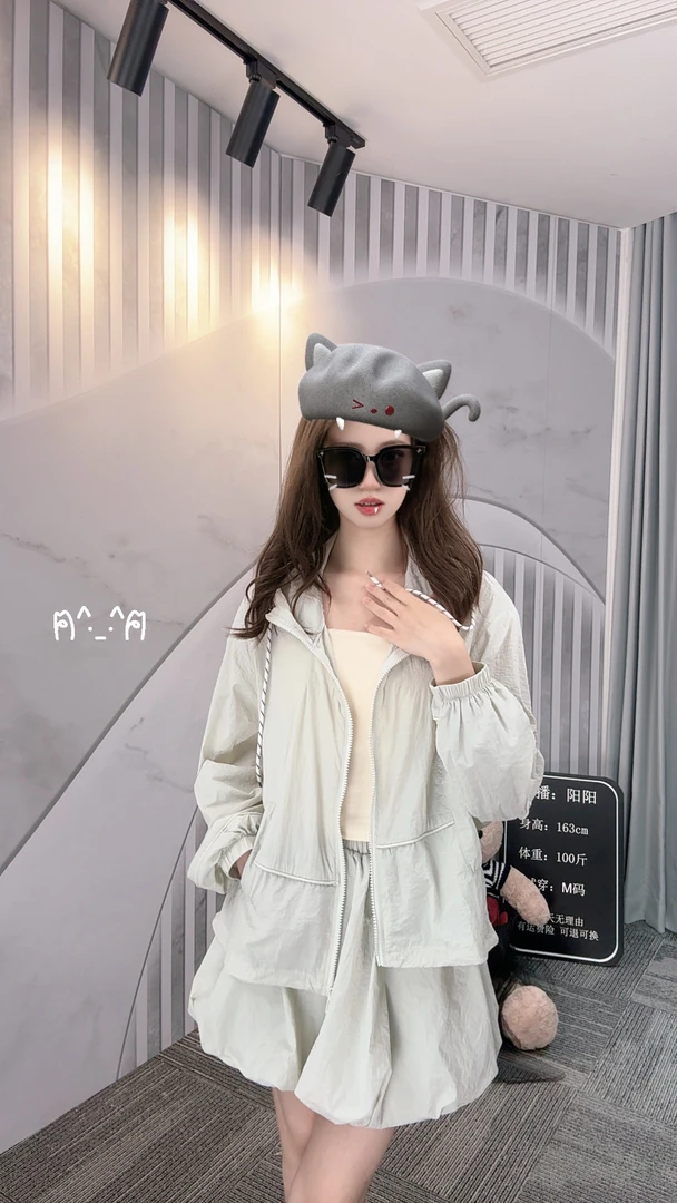 2025新款运动时尚百搭套装女夏季休闲穿搭防晒衣套装两件套有内衬