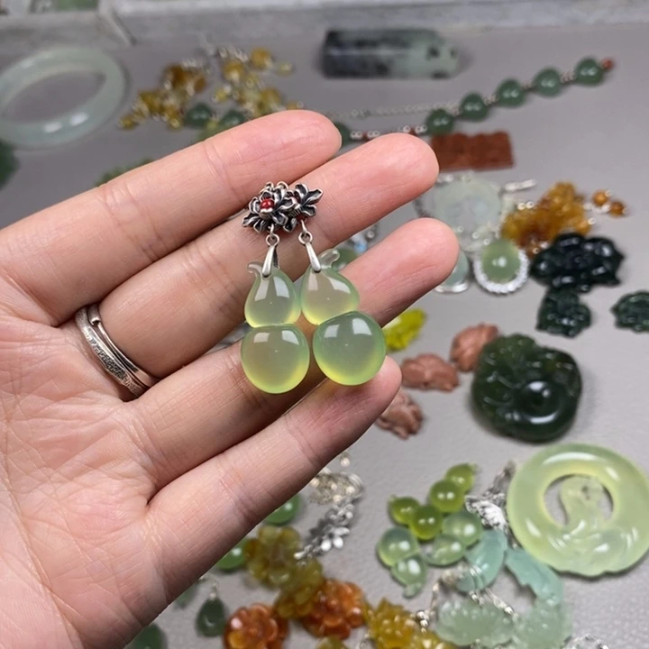 蛇纹石玉未镶嵌挂件耳饰耳环项链