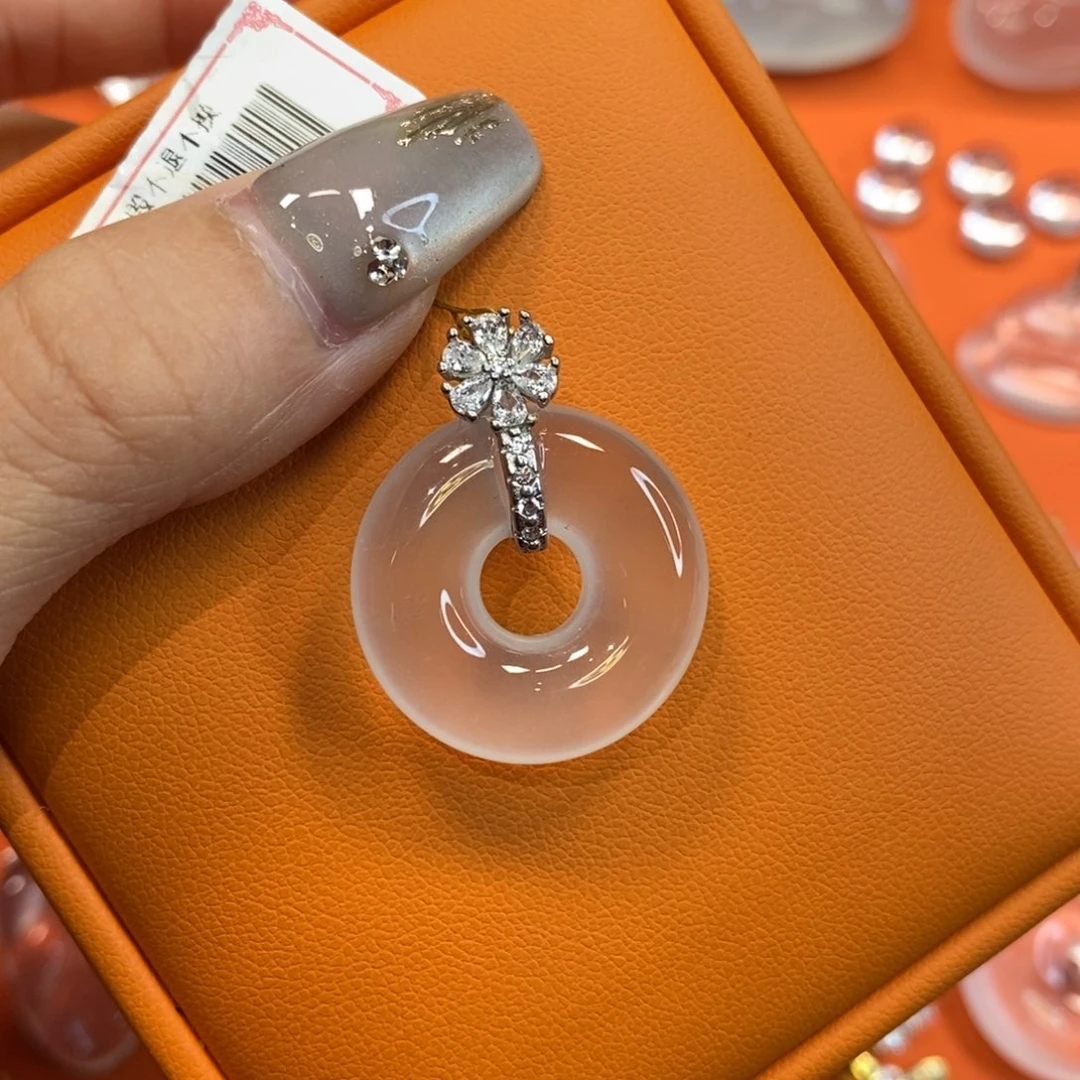 石英质玉甜甜圈银S925镶嵌