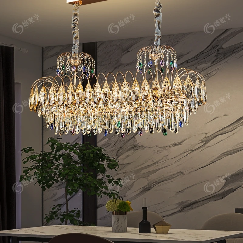 德聚亨轻奢水晶餐厅吊灯2026新款高级感房间灯美式法式鼻涕卧室灯