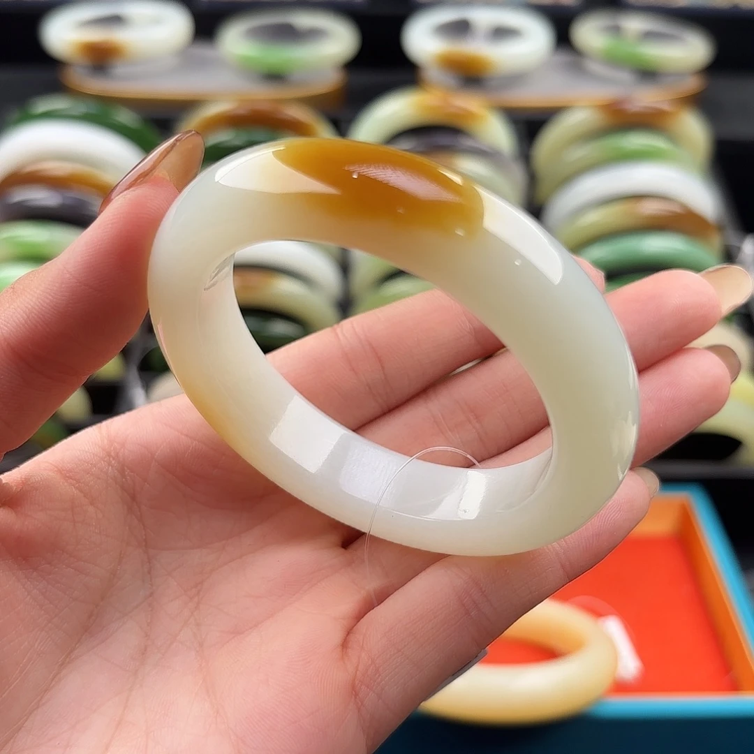 和田玉未镶嵌手镯54.5