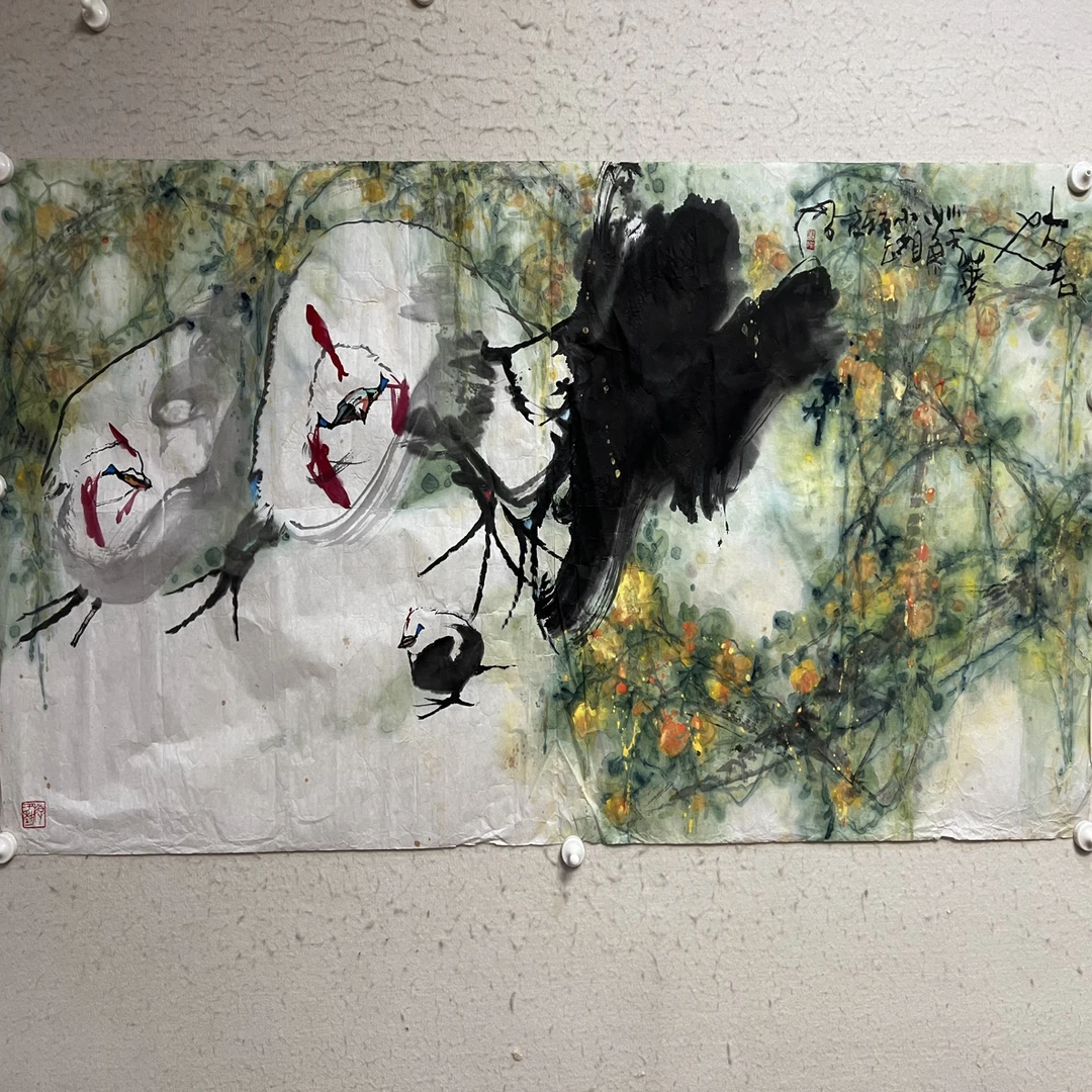 应诗流国画作品尺寸137/68cm宣纸软片