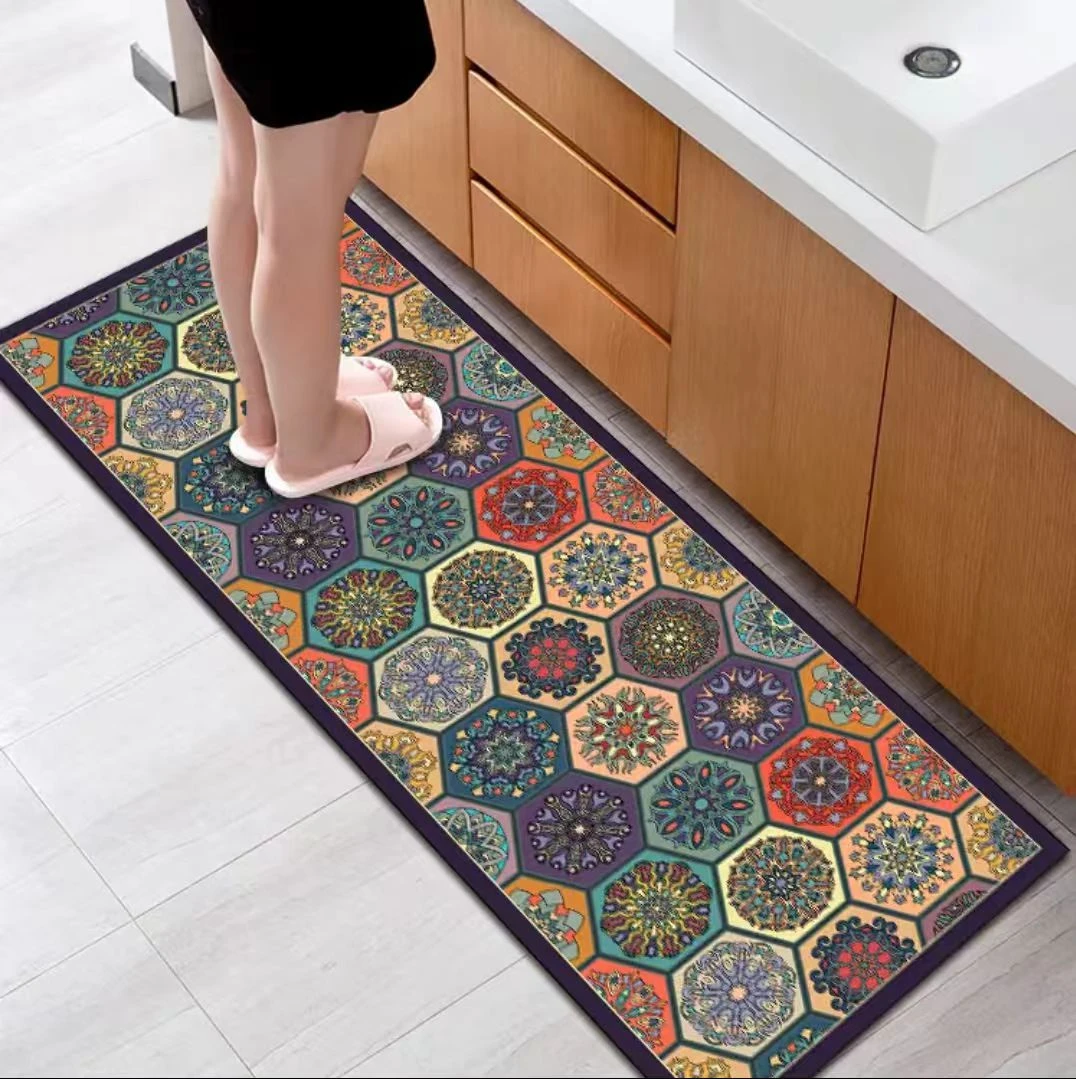 轻奢复古波斯50*150CM家用厨房地毯地垫水晶绒卧室裁剪