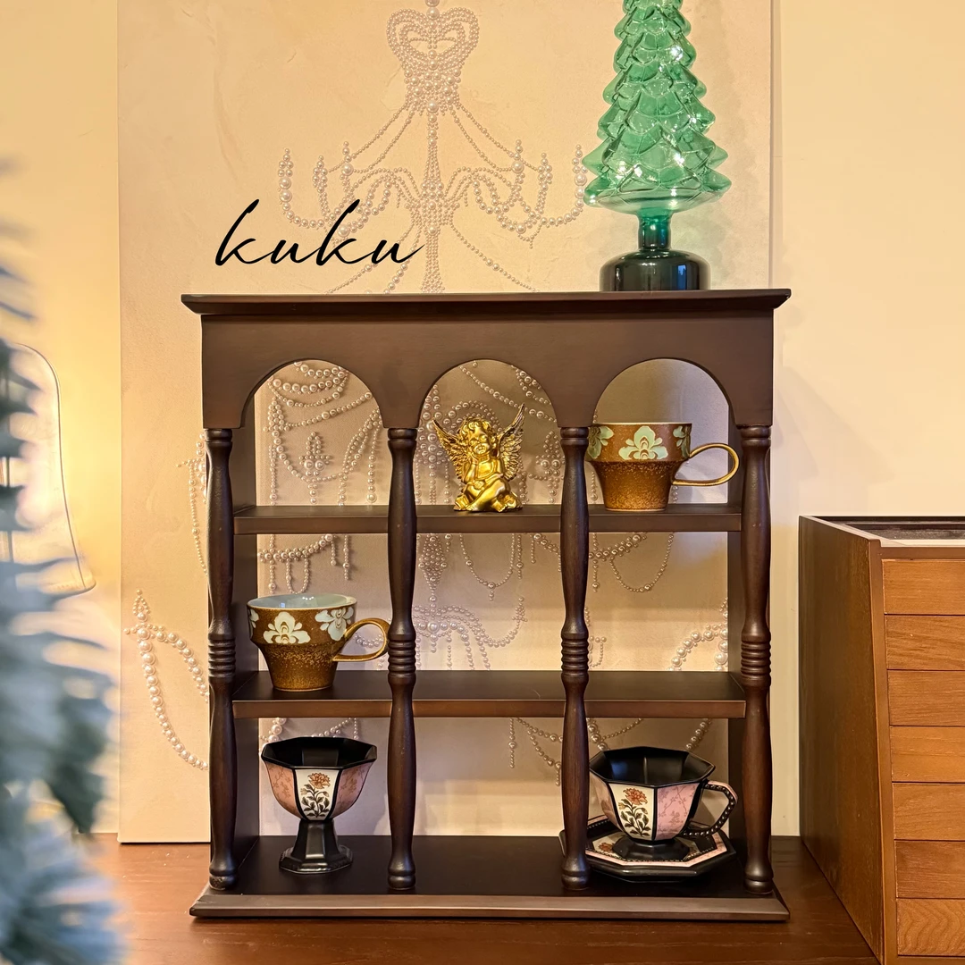 实木杯架复古帕特农宫殿造型法式圆拱门咖啡杯架装饰收纳置物架