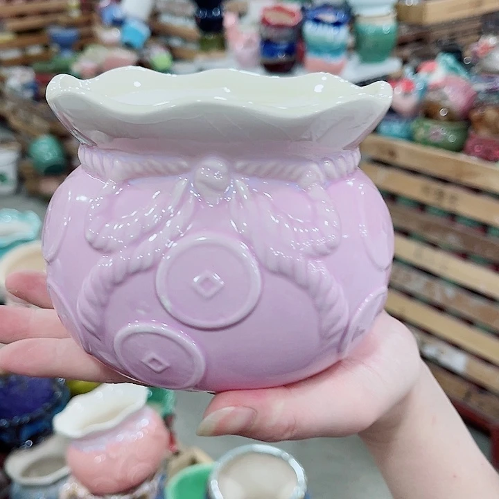 有孔，凑10元包邮陶瓷花盆发货！