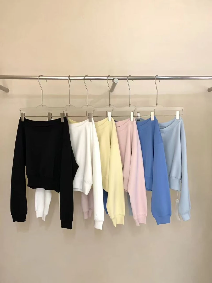 【YANZIJIA】早春百搭斜肩一字肩长袖卫衣（以直播间实物为准）