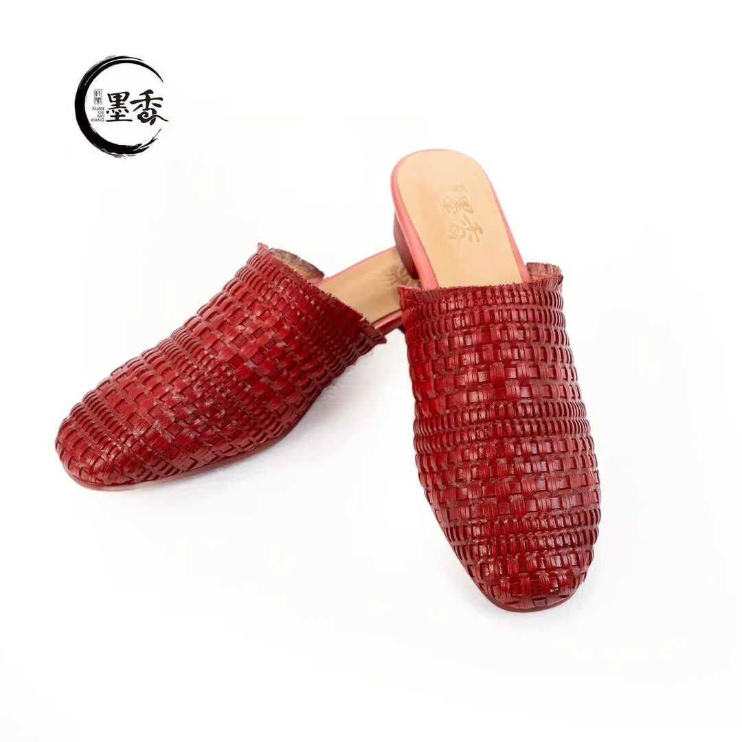 XuanGeMoXiang/轩阁墨香 989-20 手工编织工艺日常百搭 拖鞋