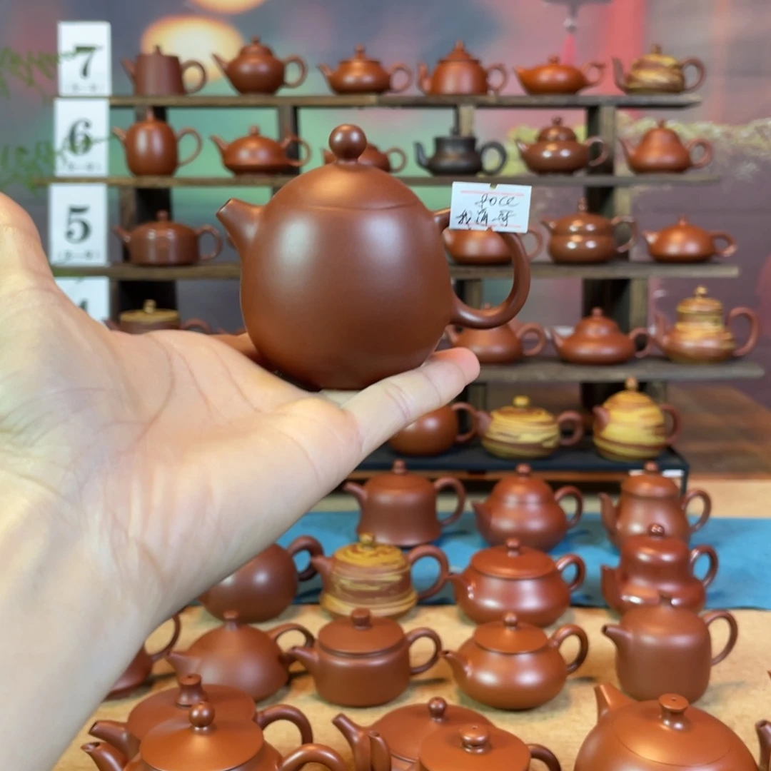 茶壶紫砂如**道潮州手工手拉朱泥龙蛋壶