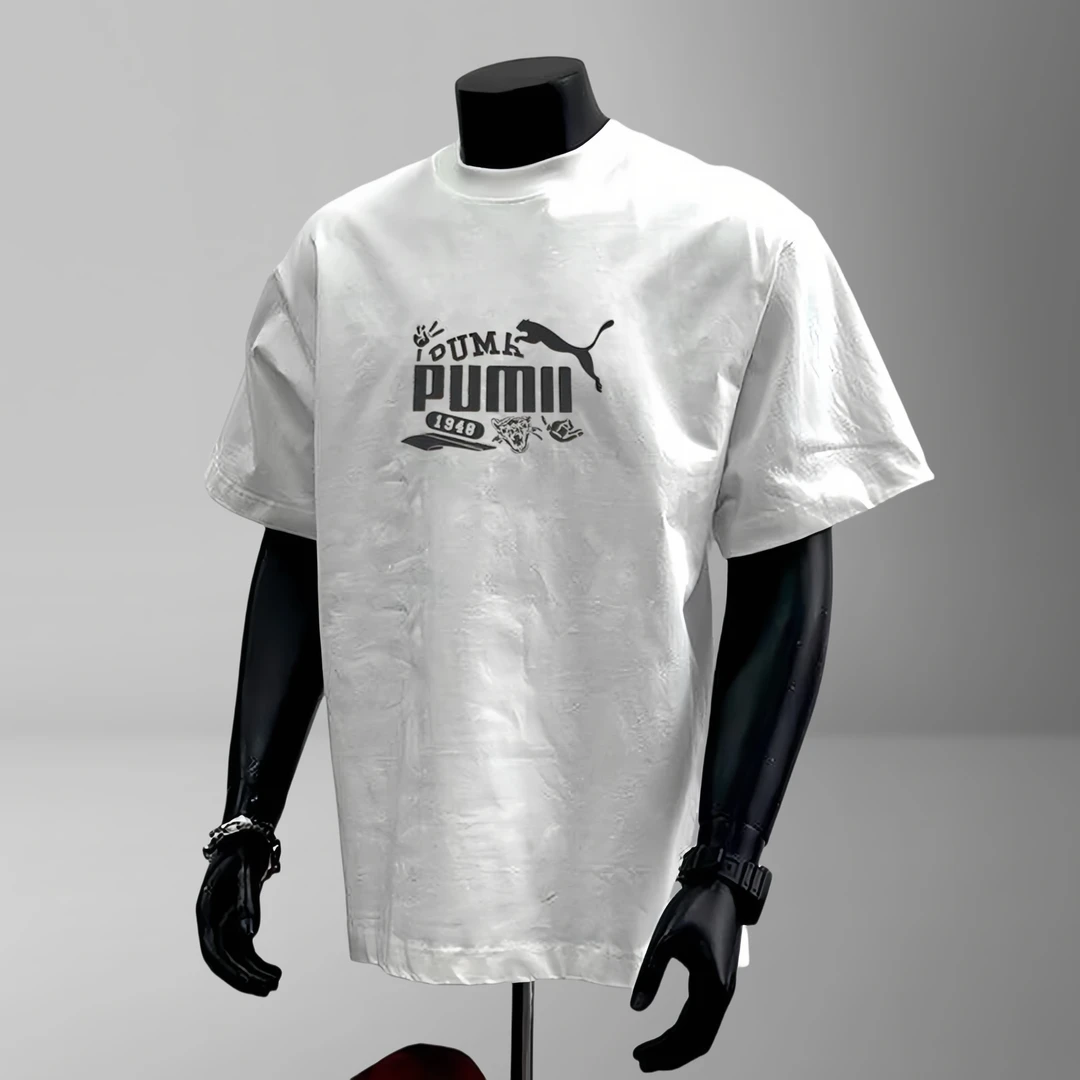 纯原潮牌1948老虎豹男子短袖T恤夏季圆领印花男士白色休闲纯棉衫