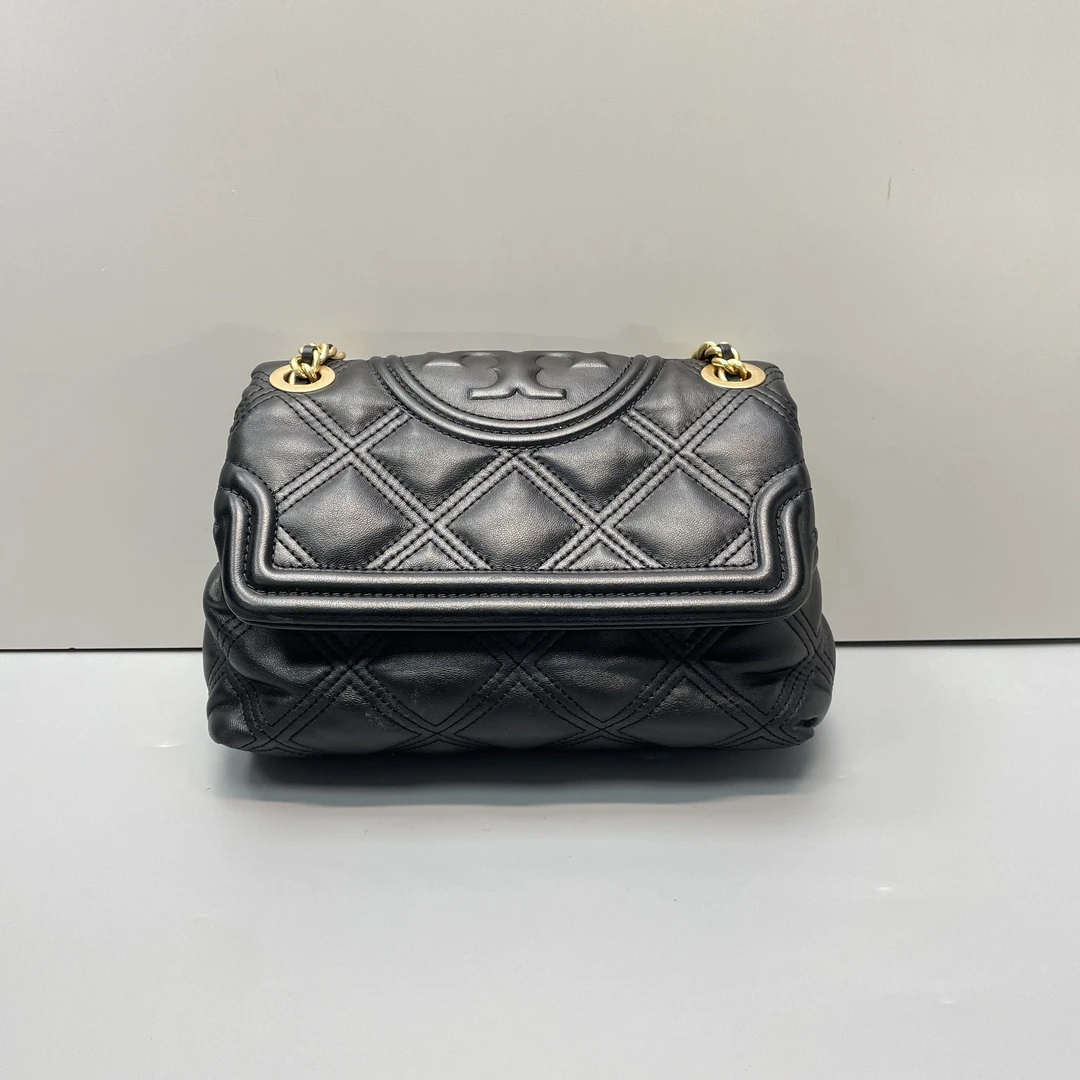 95新 TORY BURCH/汤丽柏琦 媚姐/黑色小号链条包22*15*9cmF122702