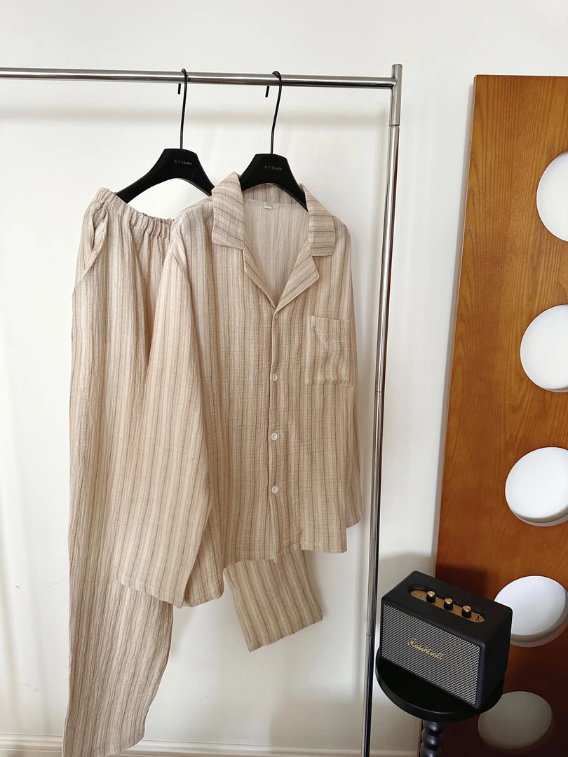 男士色织绉布西装领家居服两件套 NYSH3