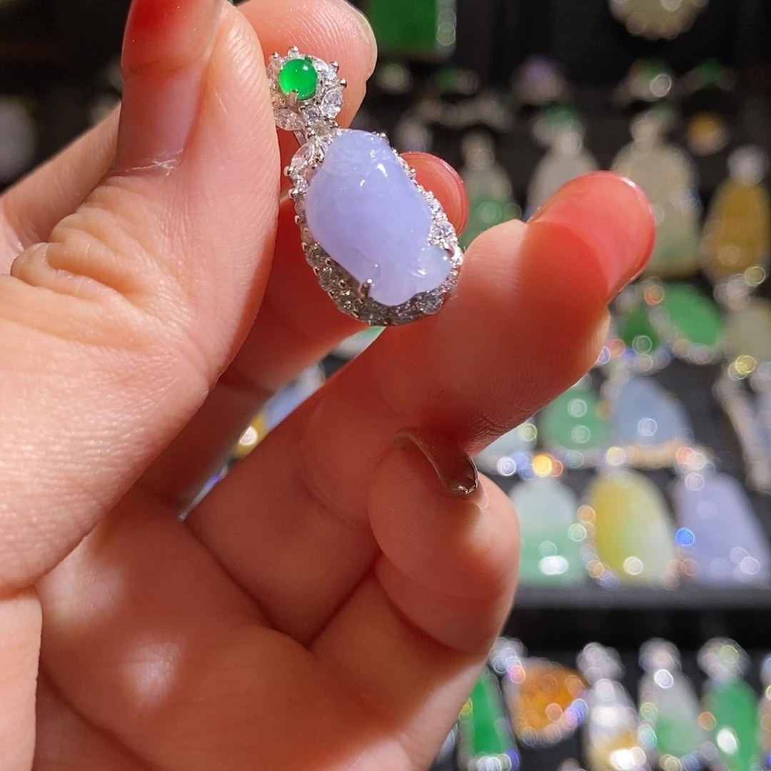 颈饰银S925镶嵌翡翠天然翡翠