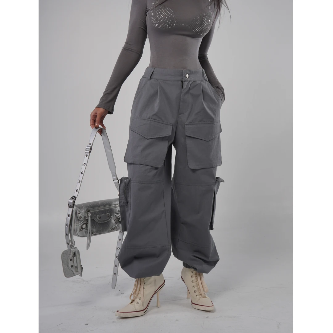 【蜜蜜家】沐春风 欧美辣妹美式复古宽松百搭潮流工装裤 K008