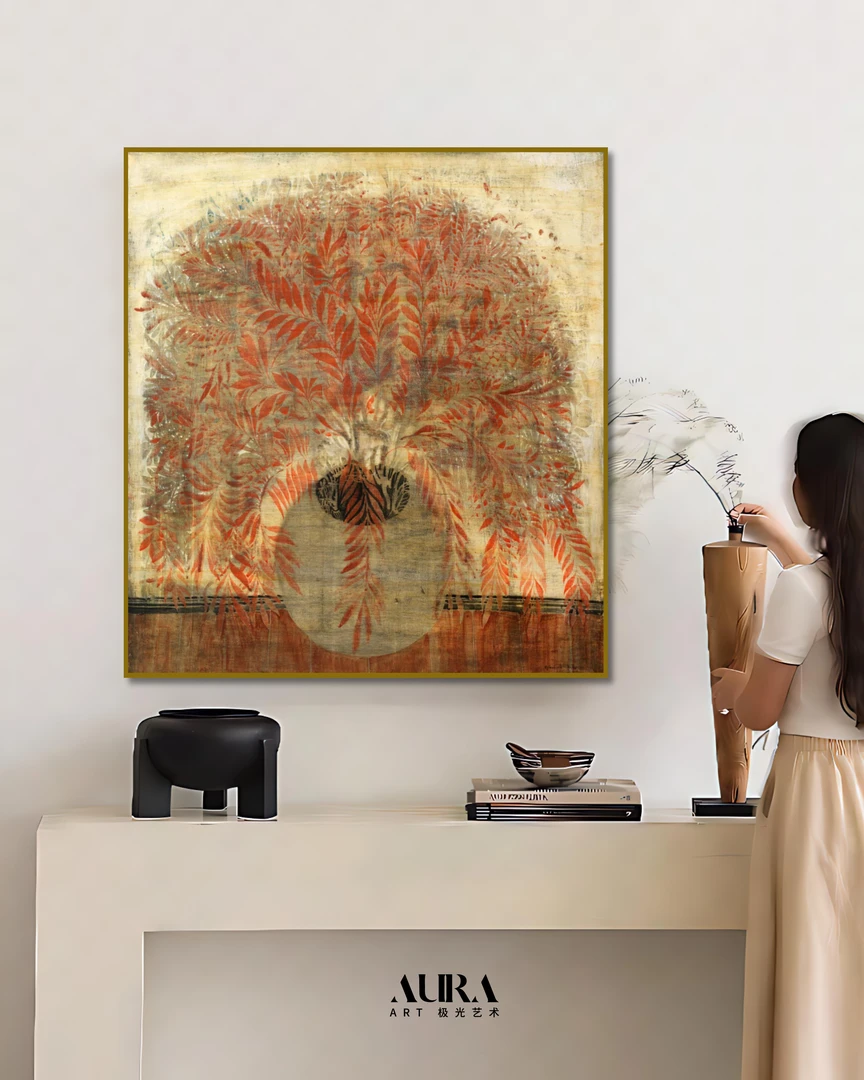 《Red flower》格鲁吉亚小众艺术家 餐厅 客厅复古装饰画