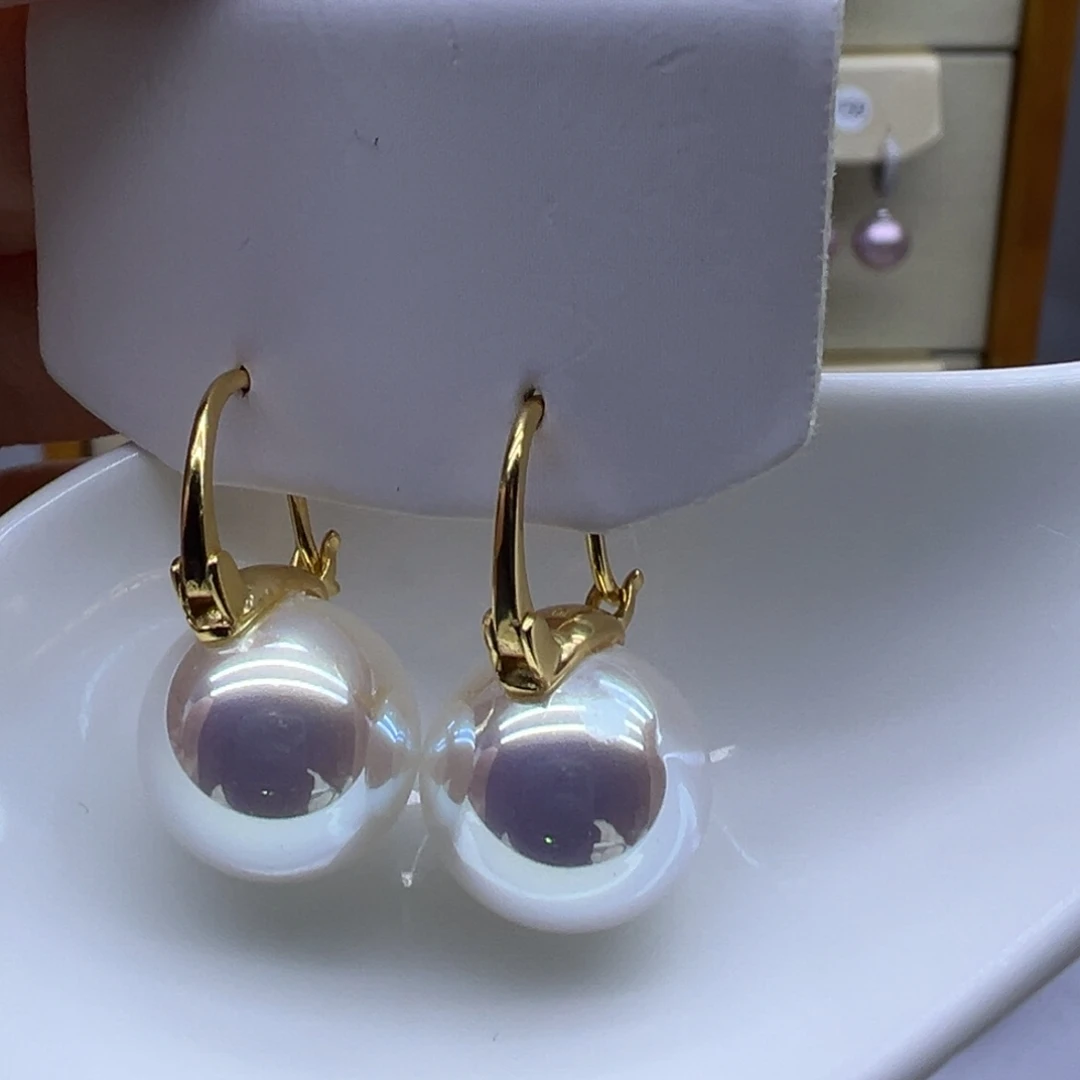 银S925镶嵌耳饰淡水珍珠