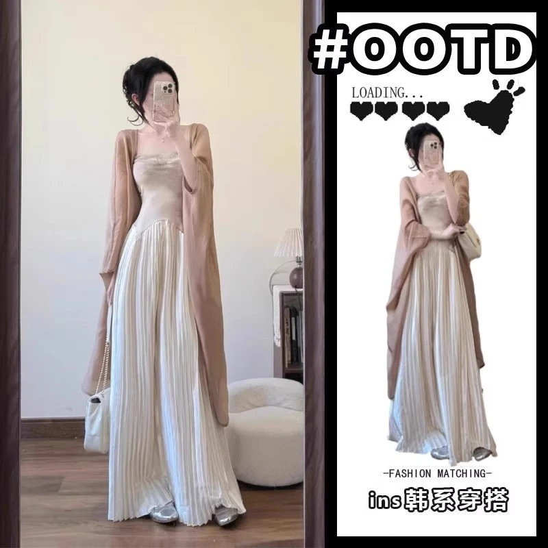 2025春季新款新中式国风上衣女禅意开衫外套小众拼接连衣裙两件套