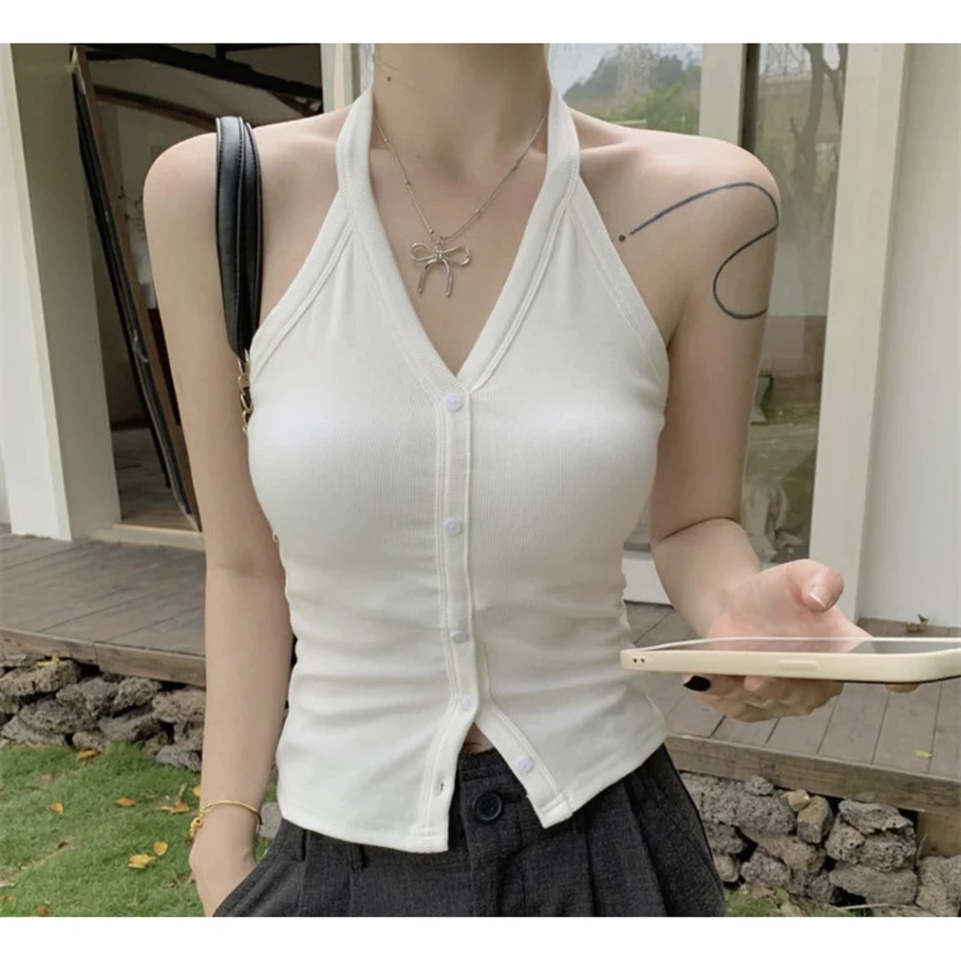 新款辣妹上衣外穿挂脖背心 8120