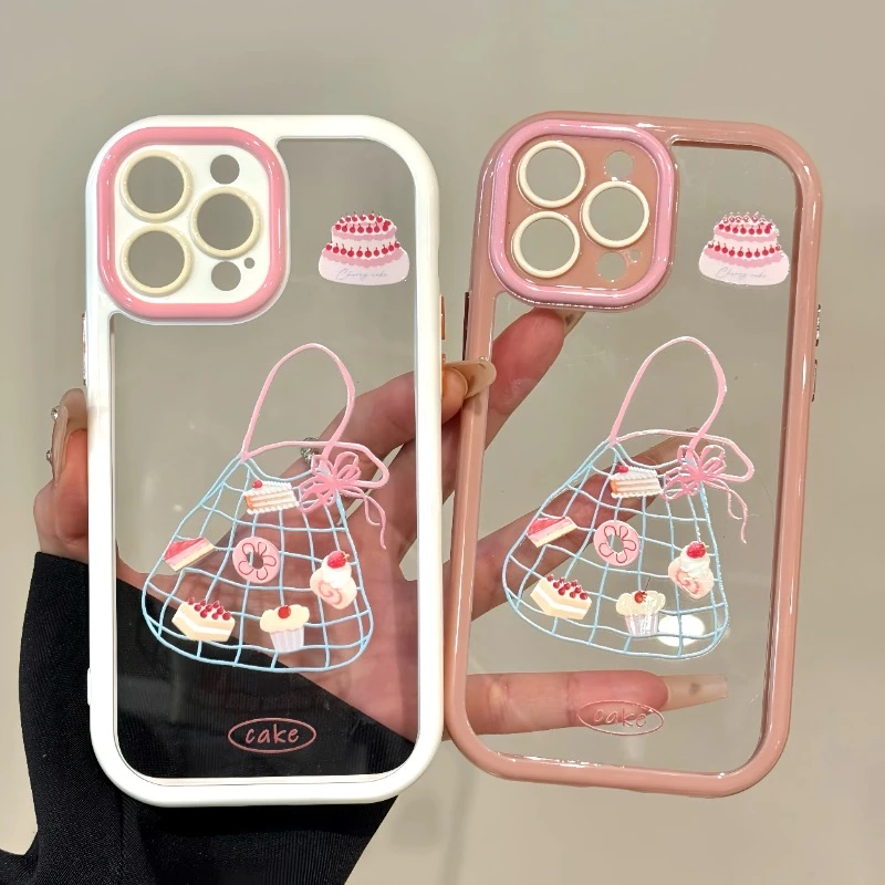ins风甜品袋适用苹果16手机壳新款华为创意OPPO高级小米VIVO全包