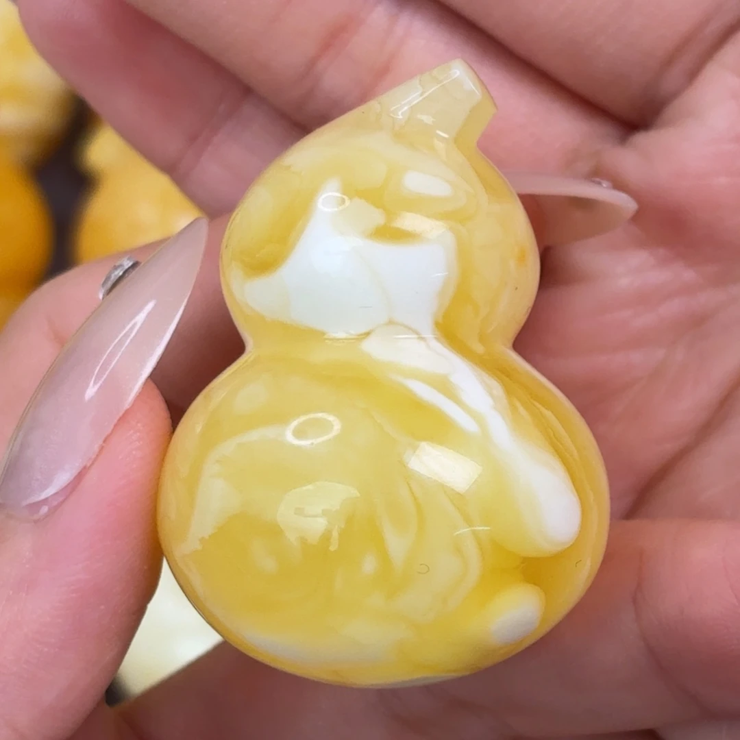 小***糖琥珀（根珀）未镶嵌发饰妖花葫芦