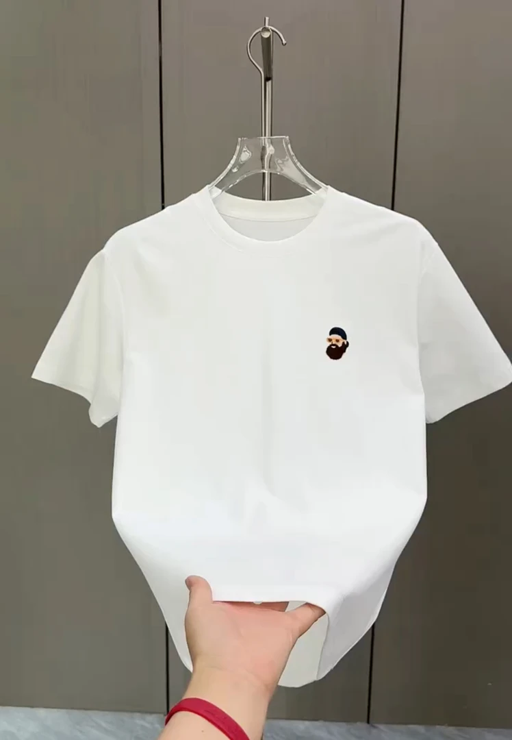 2025夏季新款爆款纯棉潮流时尚印花休闲高档痞帅男士短袖t恤