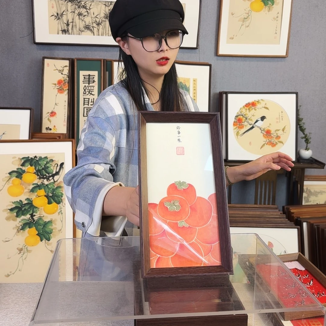 国画手绘带框尺寸：16*29