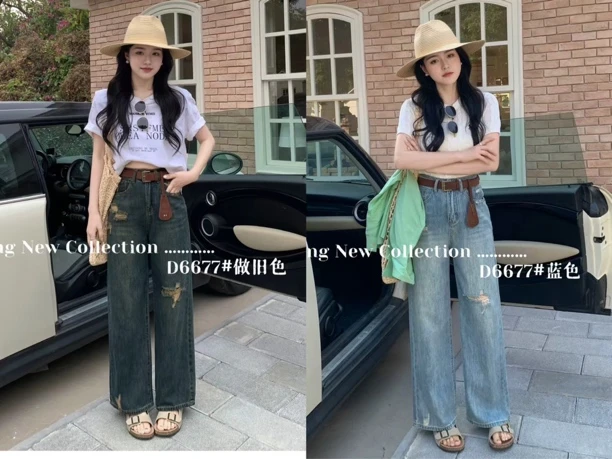 三七6677#春夏牛仔阔腿裤