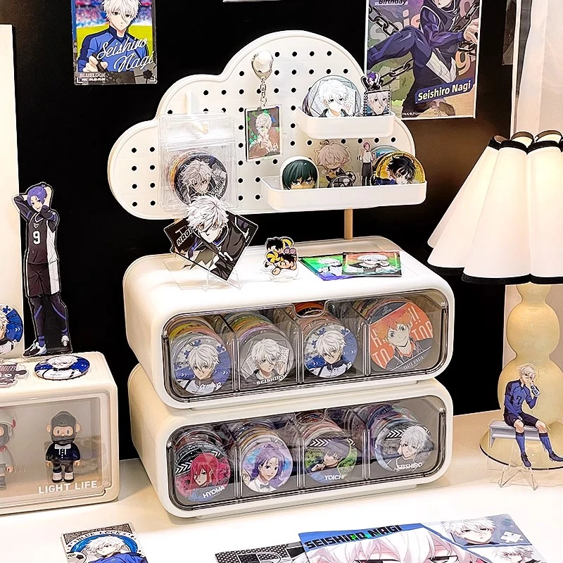 吧唧桌面收纳盒大宿小舍置物架子洞洞板谷子立牌展示架周边收纳架