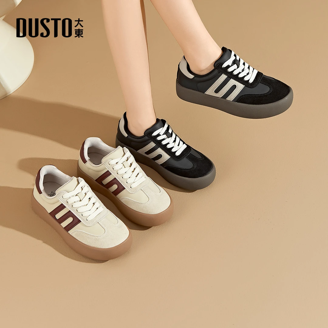 大东时尚休闲板鞋女款2025秋季新款外穿百搭潮流厚底小白鞋3269