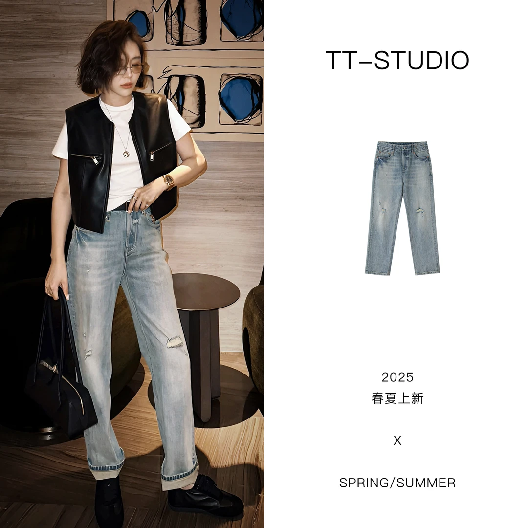 TT【破洞牛】康龙牛仔早春新品棉质破洞洗水牛仔裤TT-11NZ81357