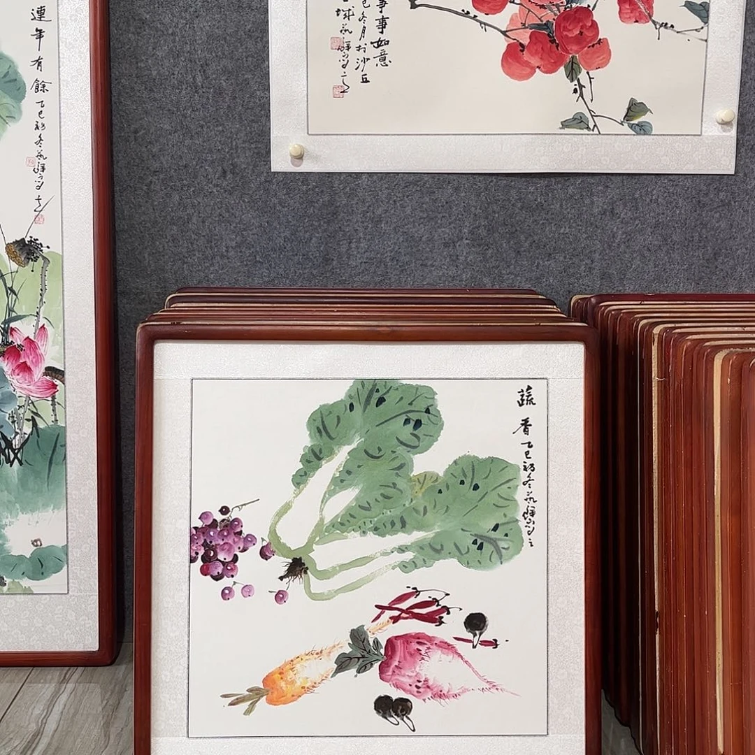 国画书画作品带框63×63