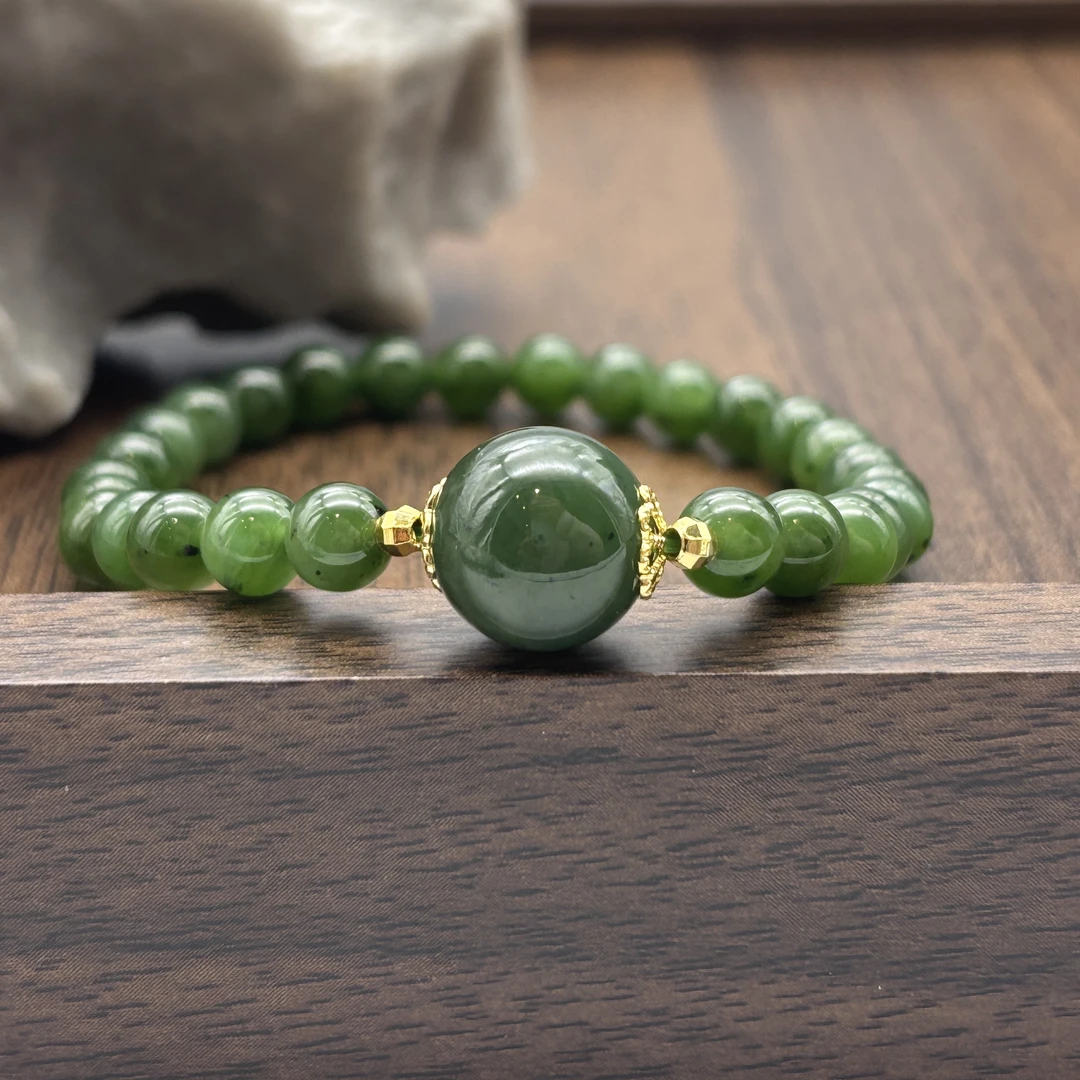 【星玥珠宝】高雅遇上轻奢 天然和田玉碧玉 手串 XY111312SC-335