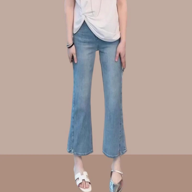 八九分喇叭牛仔裤时尚百搭大码显瘦裤子微喇潮2025年夏季新款女装
