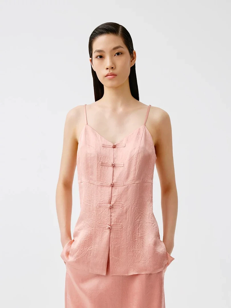 LA MAISON JADE 醋酸缎感盘扣吊带背心