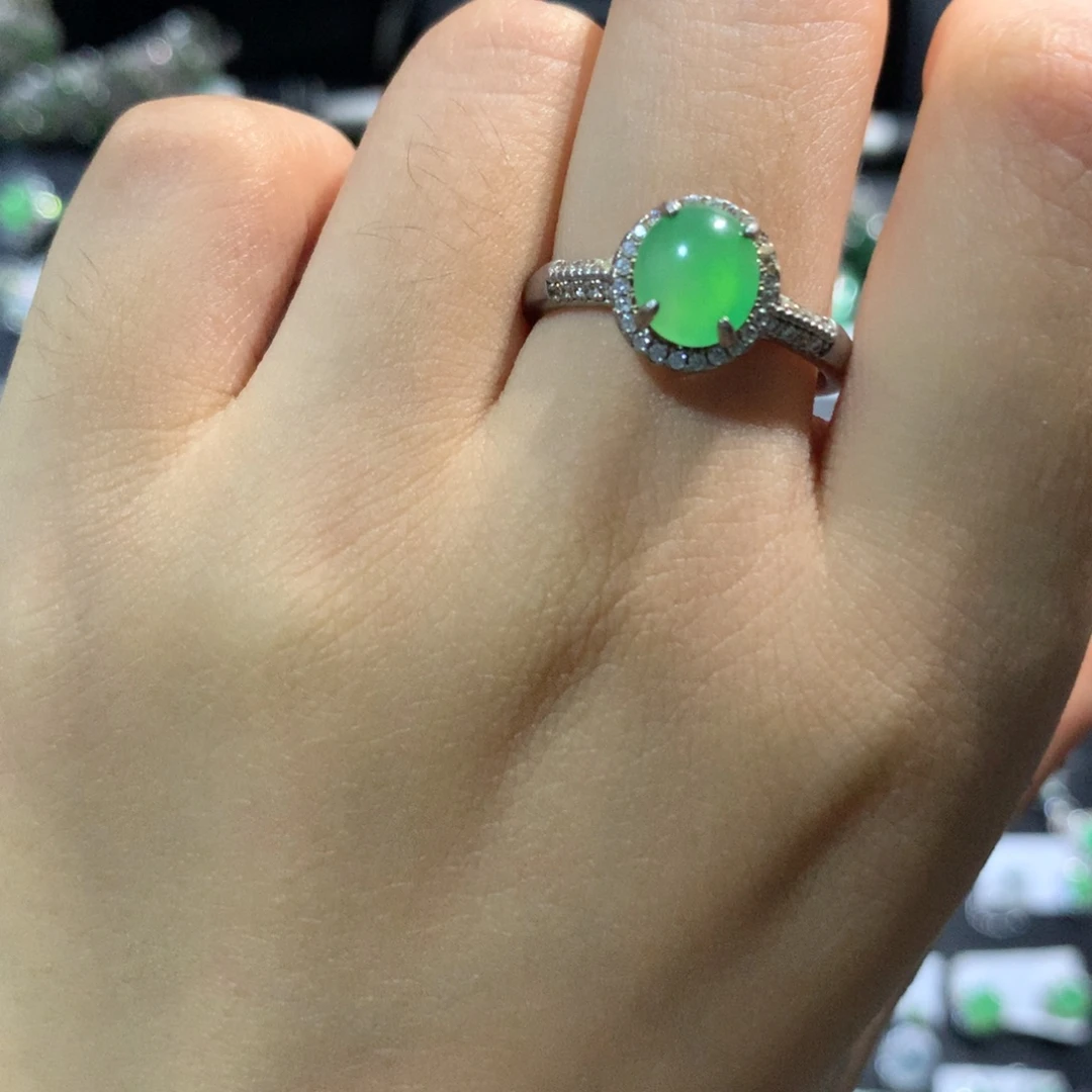 银S925镶嵌翡翠耳饰戒指