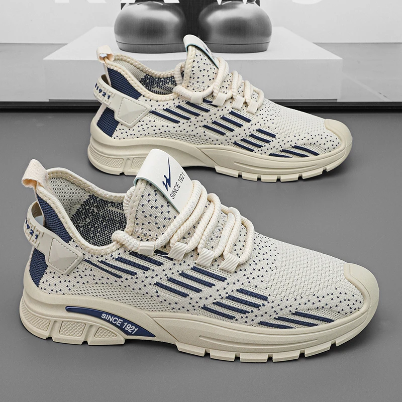 双星八特男鞋秋季透气轻便运动跑步潮鞋休闲百搭软底防滑飞织跑鞋