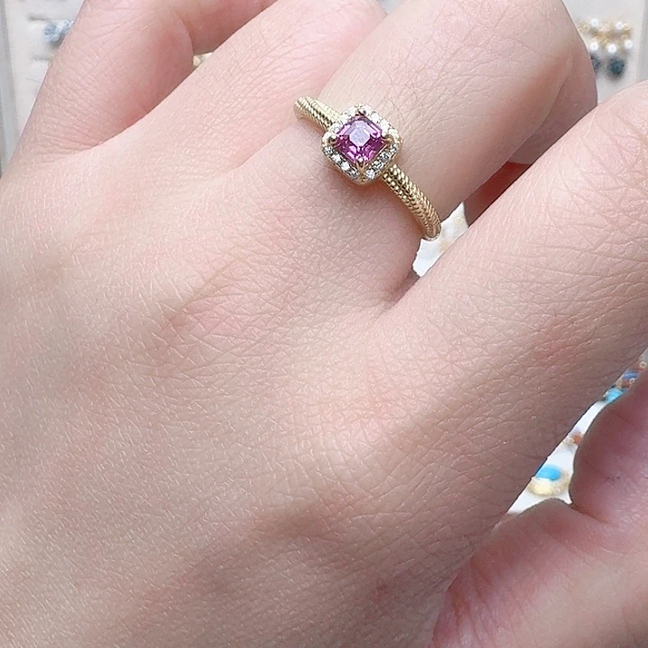 石榴石戒指银S925镶嵌戒指