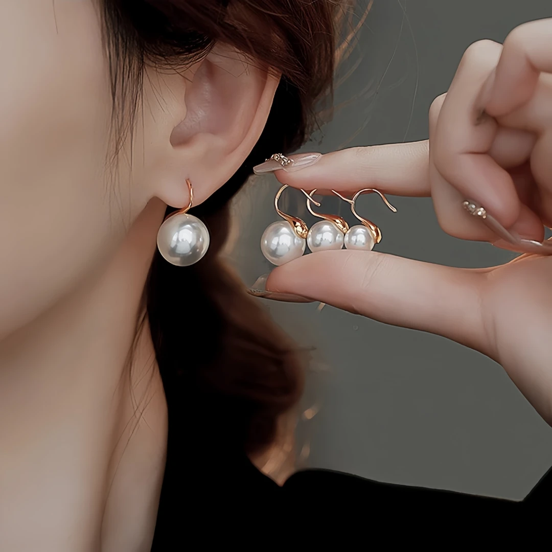 足银耳饰 s999足银高跟鞋耳钉女法式复古时尚欧若风百搭珍I珠耳饰