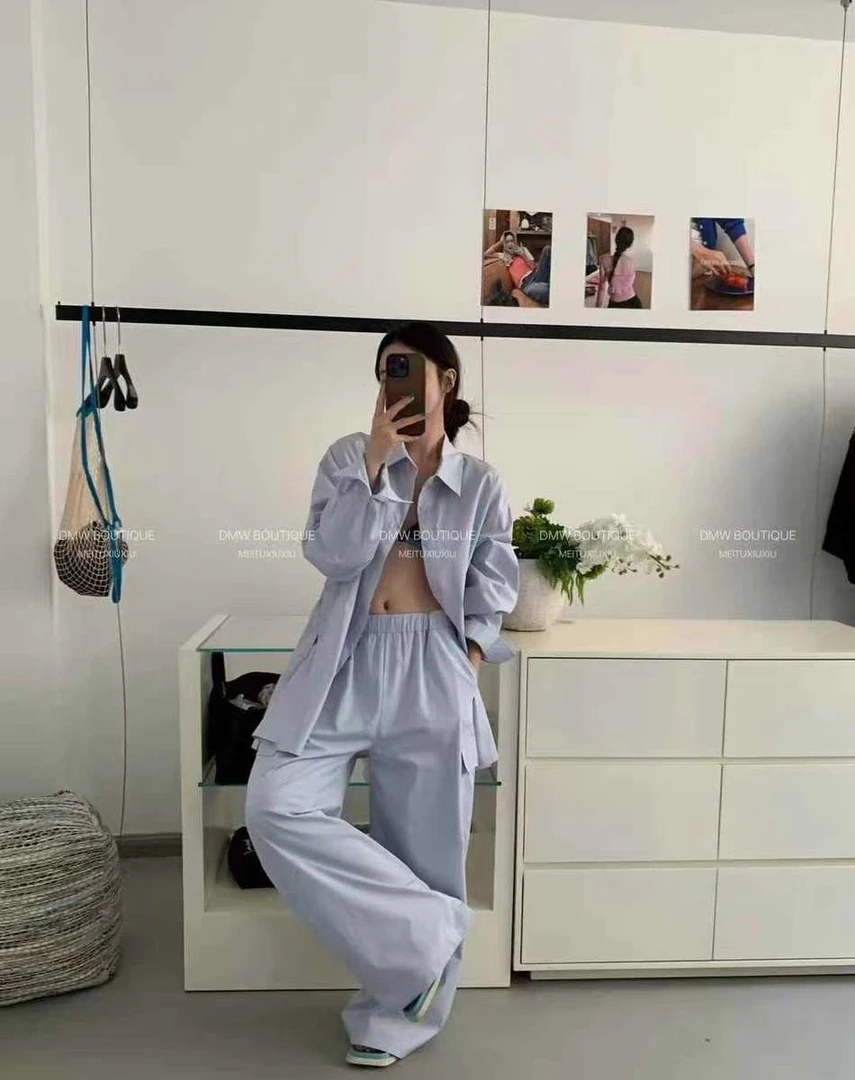 宫廷风休闲风老钱风通勤时尚小众套装宽松长款西装百搭上衣纯色