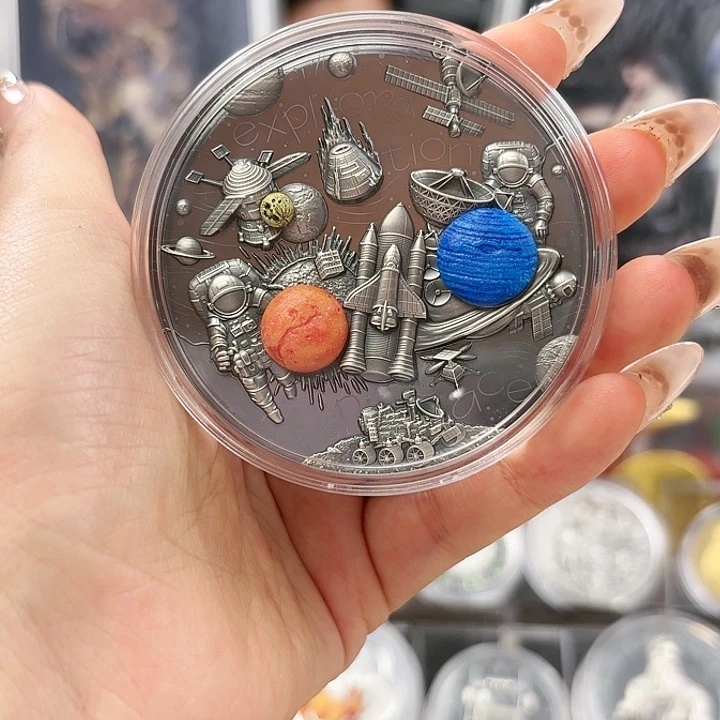 纯银用****52022年太空探索3盎司银币 喀麦long