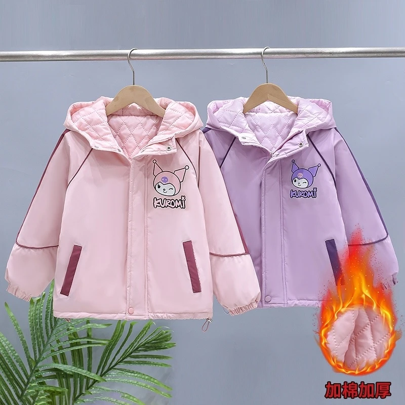 女童休闲风冲锋衣冬季冲锋衣连帽秋冬保暖风格防水夹棉棉衣加厚