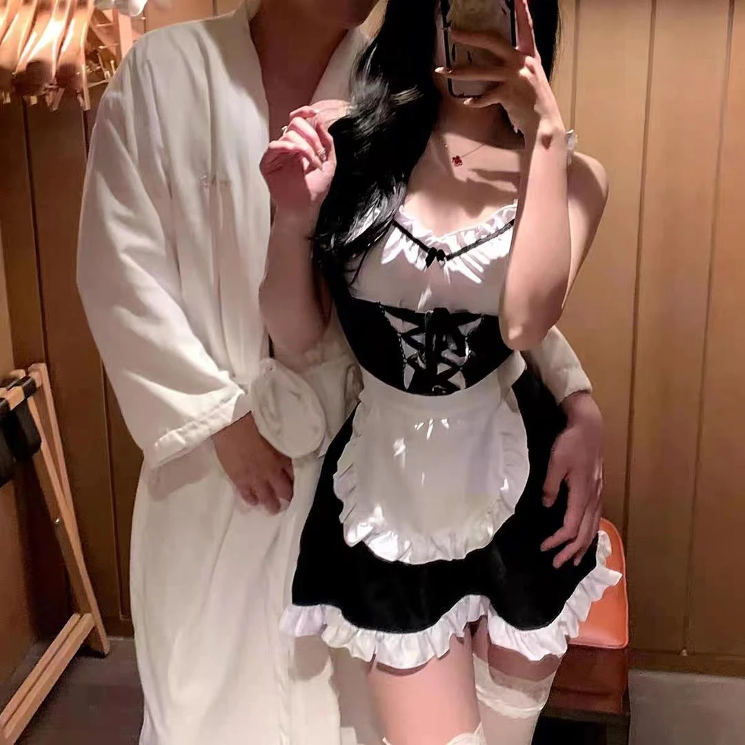 性感女仆女佣连衣裙蕾丝显瘦睡裙成人大码网红连体睡衣黑丝内衣