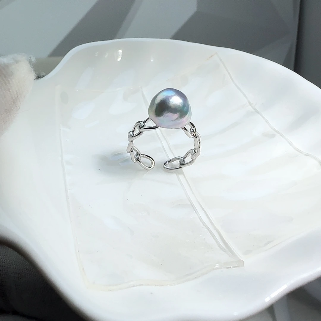 海水珍珠戒圈银S925镶嵌