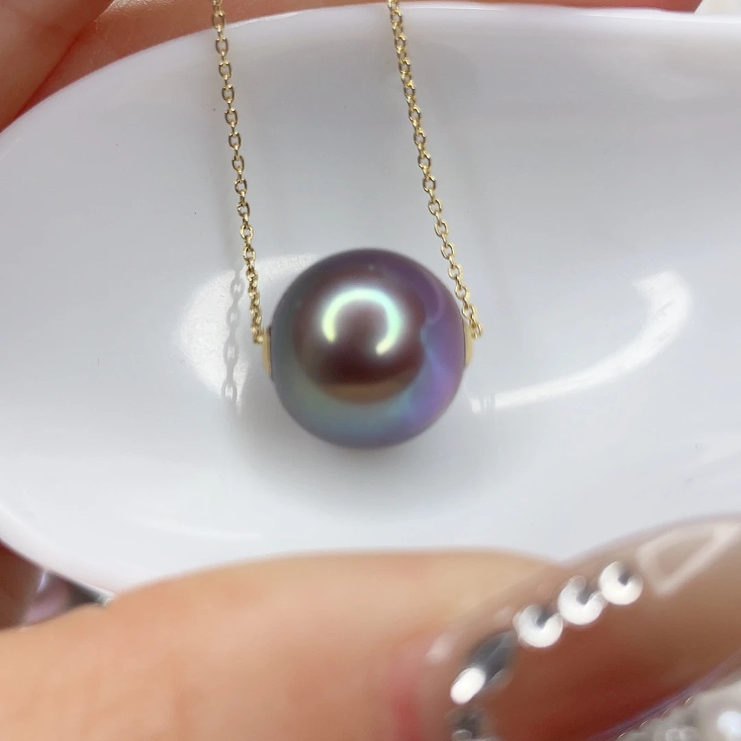 淡水珍珠吊坠(赠链)18K金镶嵌