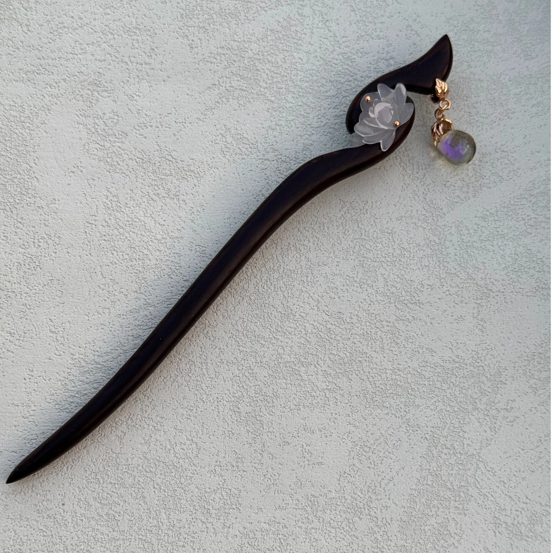 18厘米新中式发簪古风汉服旗袍黑檀木盘发簪子木簪气质女F304