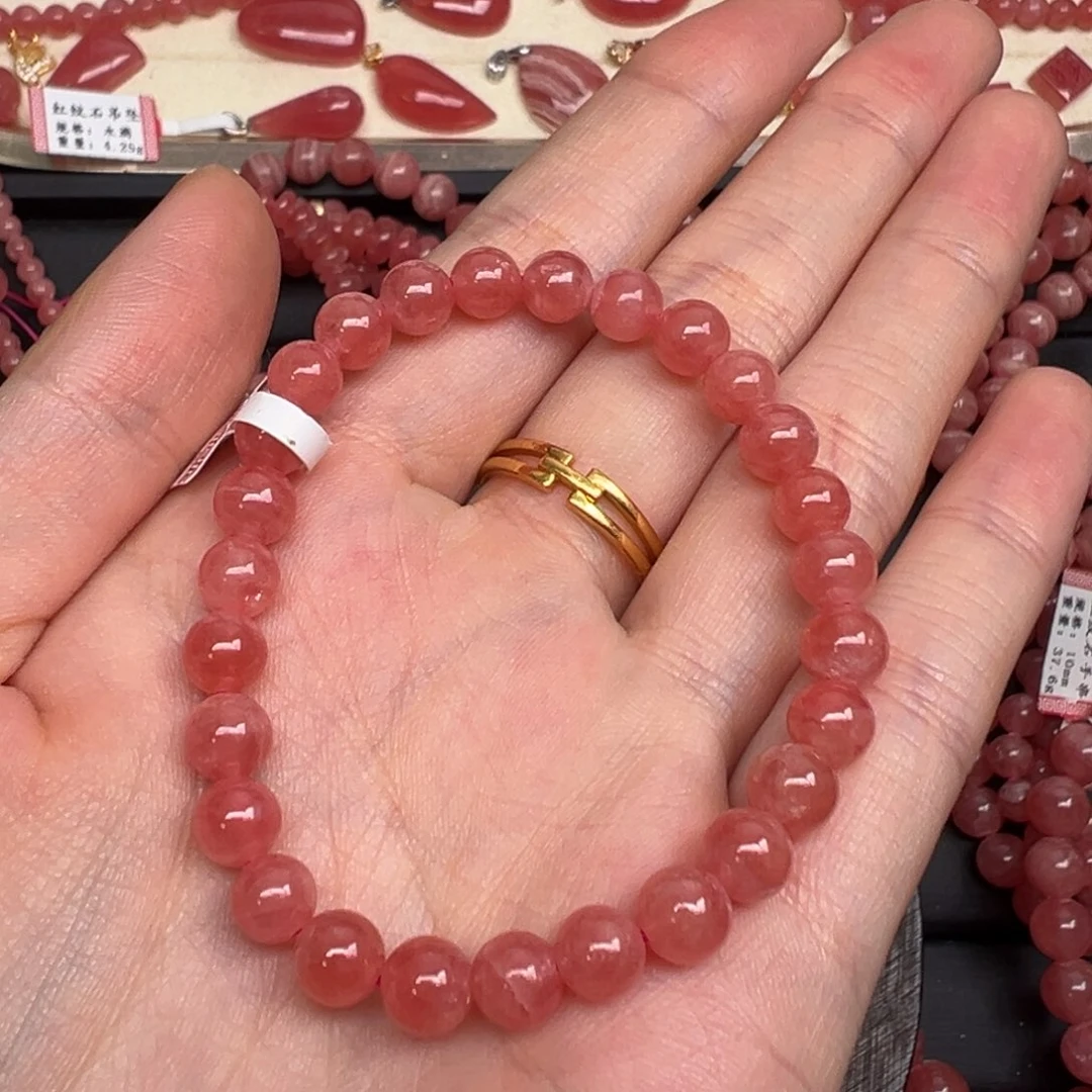 菱锰矿（红纹石）未镶嵌手绳