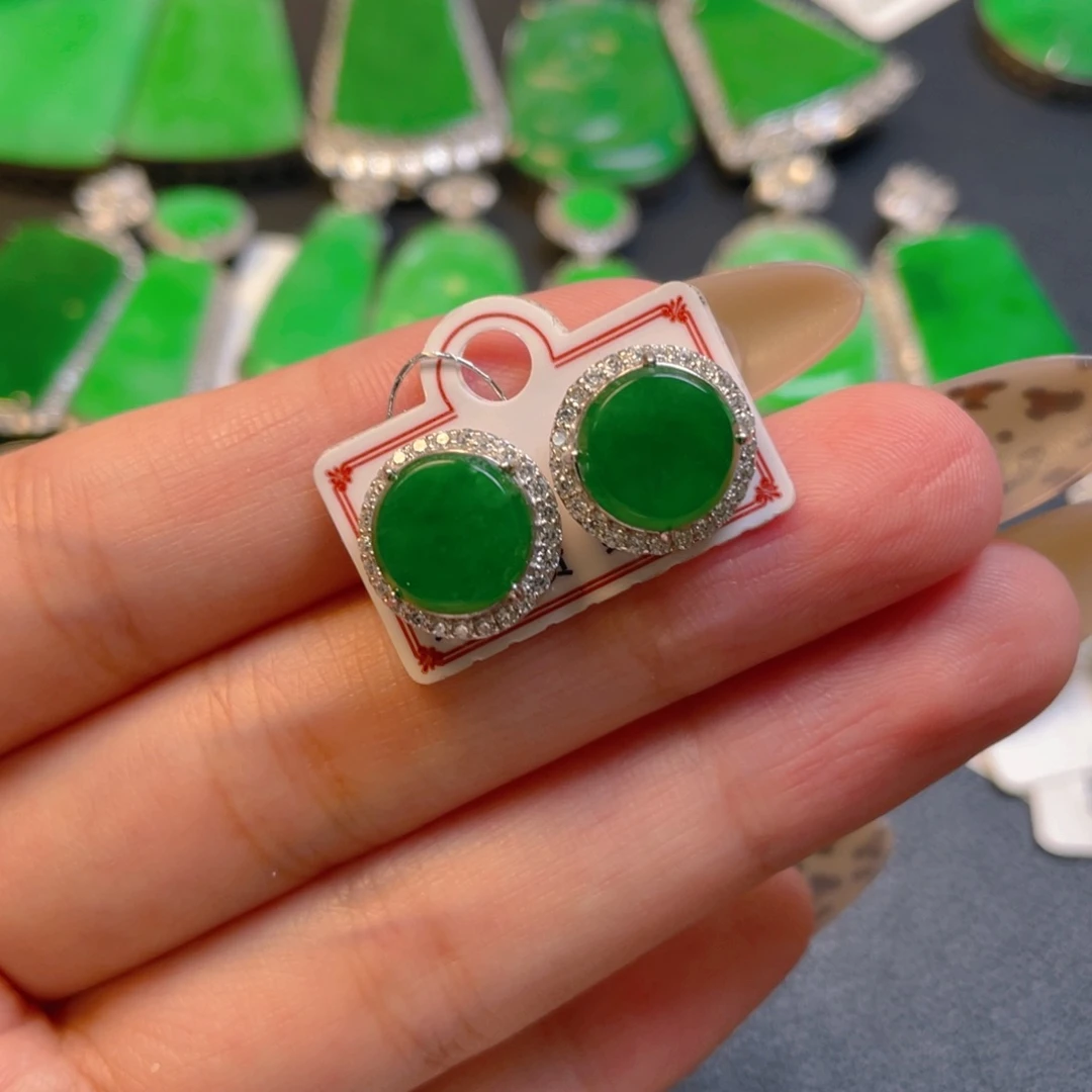 翡翠银S925镶嵌吊坠(不含链)